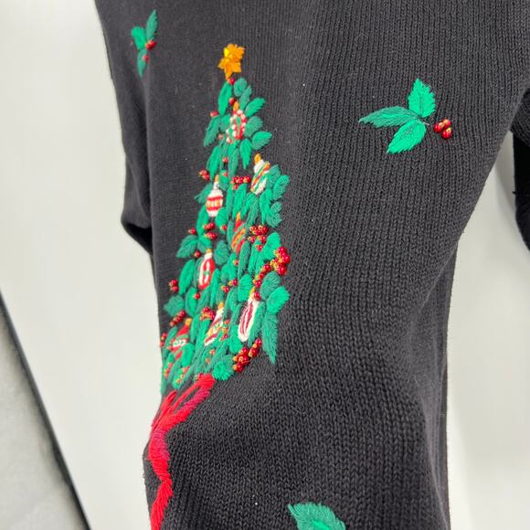 Vintage NutCracker Tunic Sweater Christmas Tree Beaded Embroidery Women's Medium - Picture 8 of 9